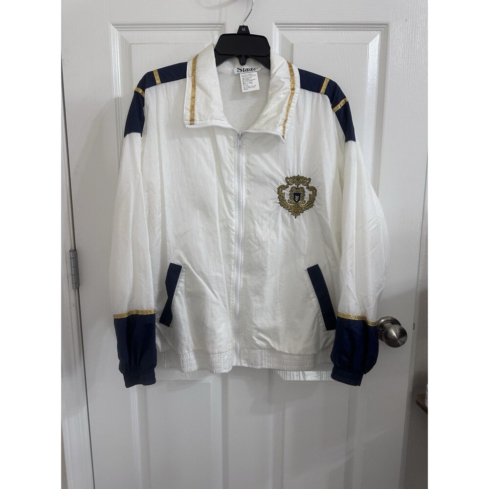 Vintage 80’s Preppy, Academia, Classic, Gold / Navy Accents, Windbreaker